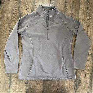 Grey 1/4 Quarter Zip Under Armour Fleece Top Size Large